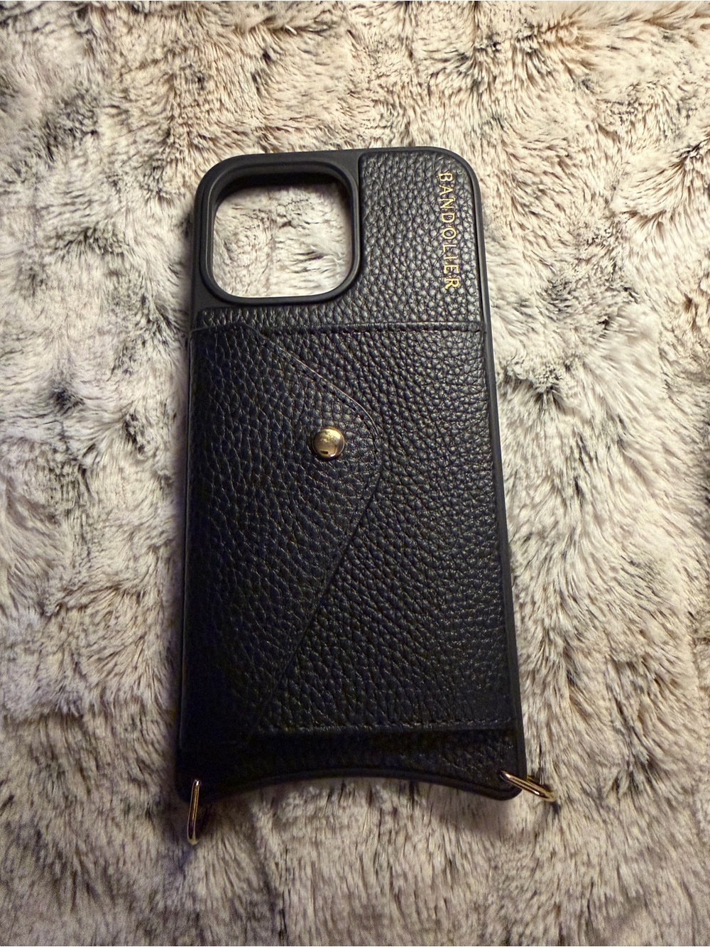 Bandolier Black Leather Hailey Phone Case with Gold Hardware